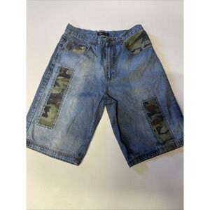 Godbody Shorts Denim Cyber Y2K Mens Size 34 Wide-Leg Skate Blue Jorts JNCO Style